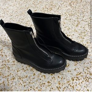 Zara Platform Zip Up Combat Boots